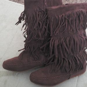 🌟Chocolate Brown Suede Fringe Boot